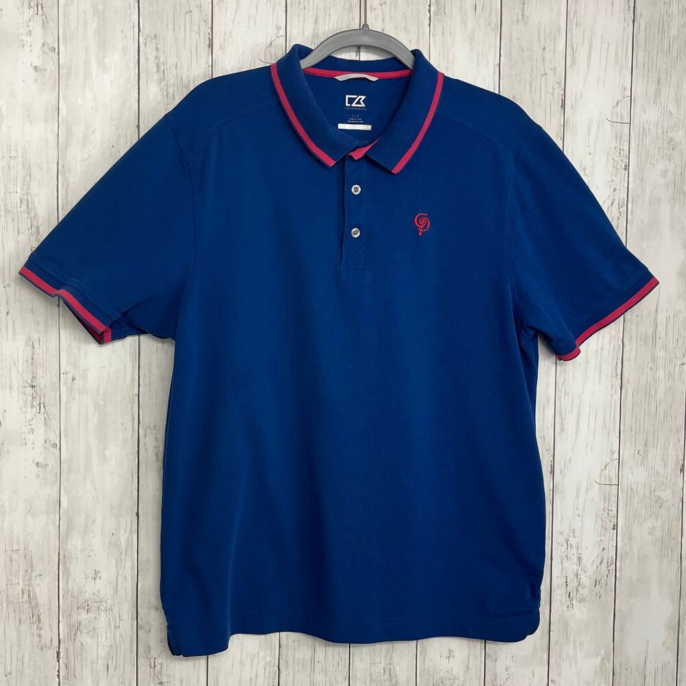 Cutter & Buck DryTec Cotton Blend Blue Pink Short Sleeve Polo Golf Work T-Shirt